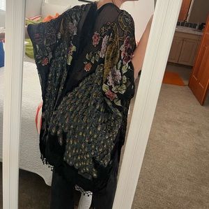 Embellished embroidered unique shawl wrap cape poncho